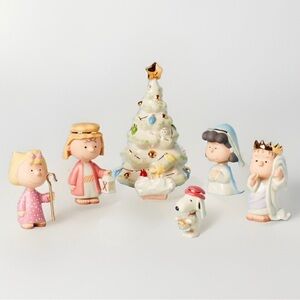 Lenox Peanuts The Christmas Pageant 7 Piece Figurine Set Porcelain NIB